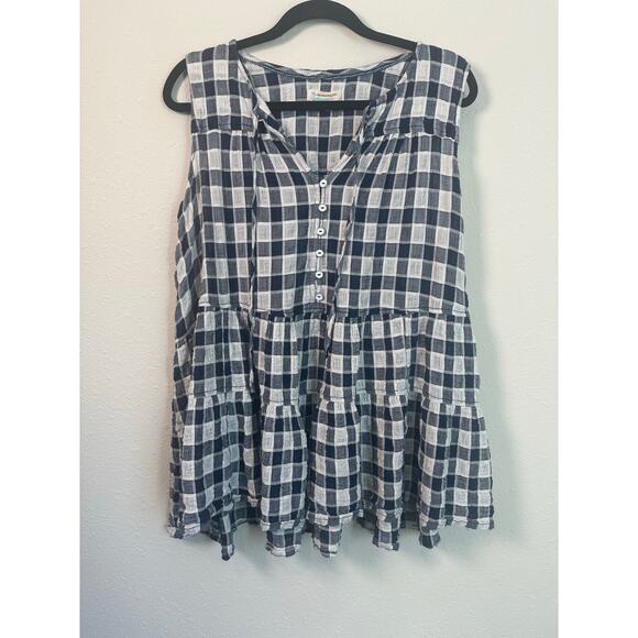 Pilcro by Anthropologie Pilcro Gingham Neve Women's 1X Tank Blouse - Picture 1 of 9